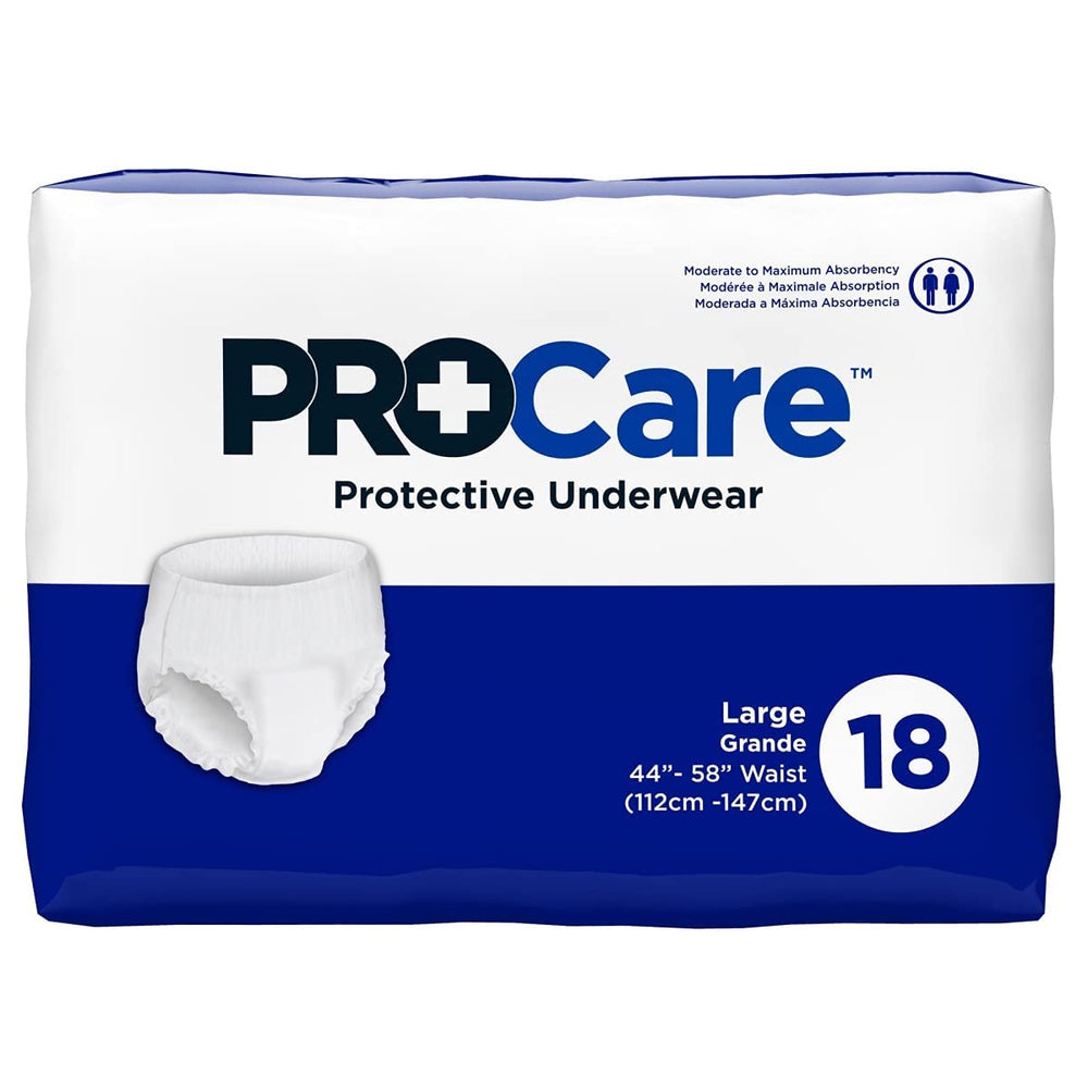 First Quality ProCare underwear, white large, moderate absorbency for discreet daily wear.
