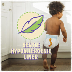 First Quality Cuties Complete Care diaper ultra-absorbent core for dryness between changes.