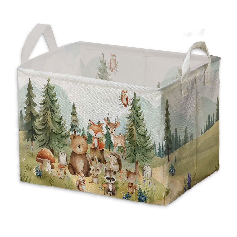 Fisahat woodland storage basket with deer design for nursery organization and toy storage