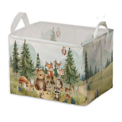Fisahat woodland storage basket with deer design for nursery organization and toy storage