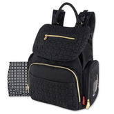 Fisher-Price Baby modern-quilted-backpack-bottle-pocket keeps bottles handy on the go.