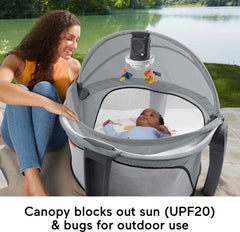 Fisher-Price mesh sides keep bugs out while allowing clear visibility of baby