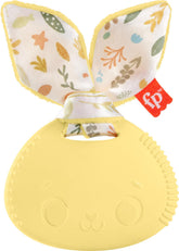 Fisher-Price Snuggle Bunny Teether with satiny ears for easy grasp during sensory play