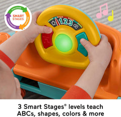 Fisher-Price Sweet Ride Jumperoo steering wheel with lights and sounds enhances interactive play.