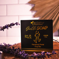 FIVONA Black Yoni Soap lather shows gentle cleansing on the skin.