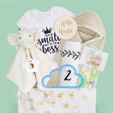 FLAIR GIFTS 8pc gender reveal gift set box, premium packaging for new parents