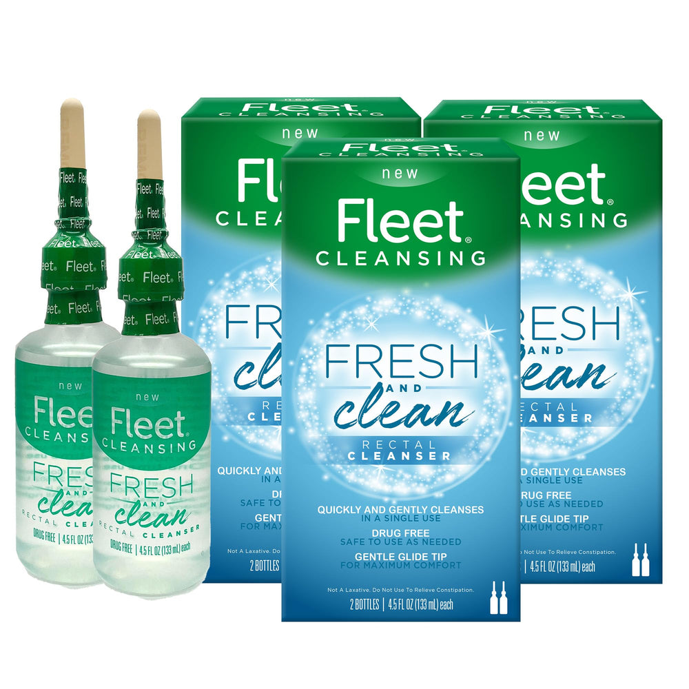 Fleet Fresh & Clean bottle demonstrates quick at-home saline cleansing