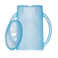 Flipping Holder supports juice boxes for mess-free on-the-go feeding.