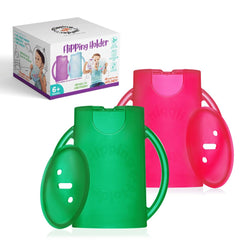 Flipping Holder mess-free snack pouch in action keeps meals tidy for toddlers.