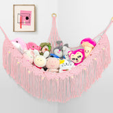FLOCNOKY large-stuffed-animal-hammock corner keeps plush toys tidy and reachable.