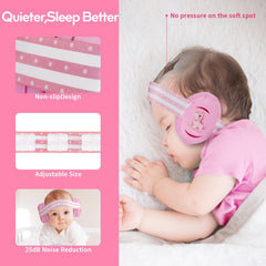 Floriogra Baby Headphones zero-pressure headband protects delicate fontanelles during use.