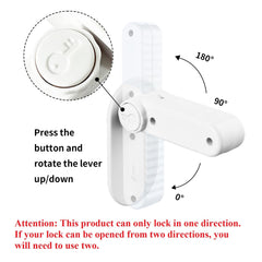 Flowden push-button door lock closeup shows simple one-handed operation for adults