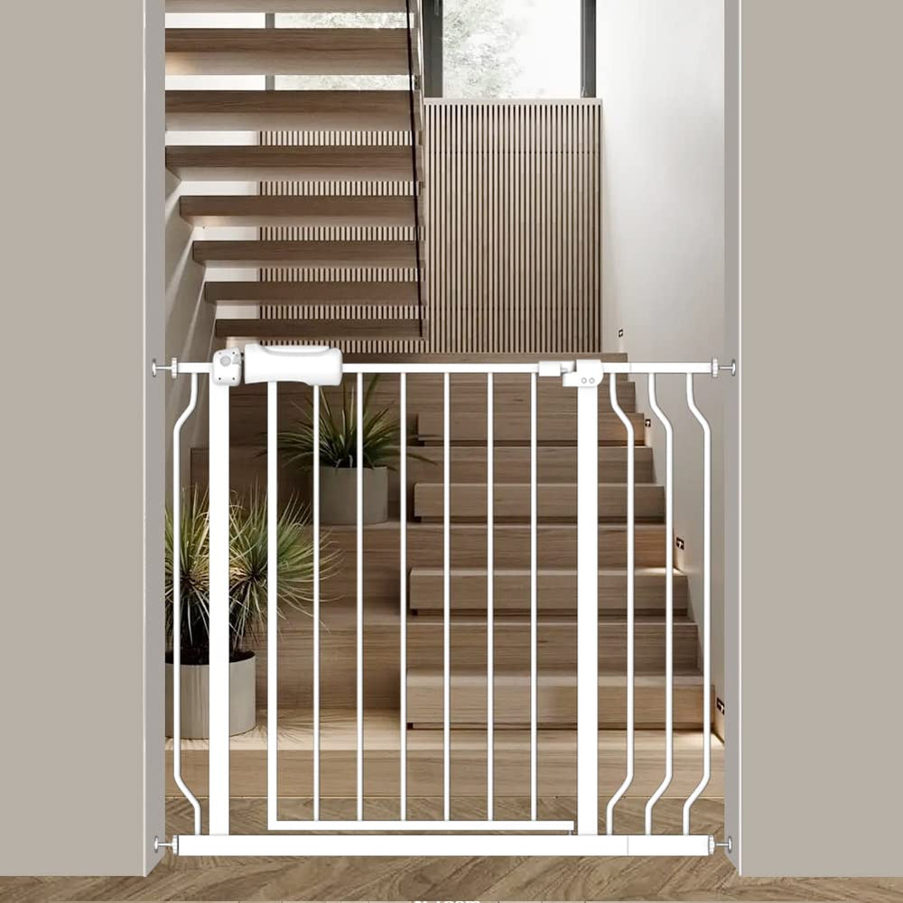 Flower Frail extra-wide baby gate extended width for large openings.