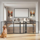 Flower Frail free-standing dog gate with door for wide doorways.