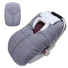 Flower Frail Winter Baby Car Seat Cover front view in grey windproof shell keeps baby warm