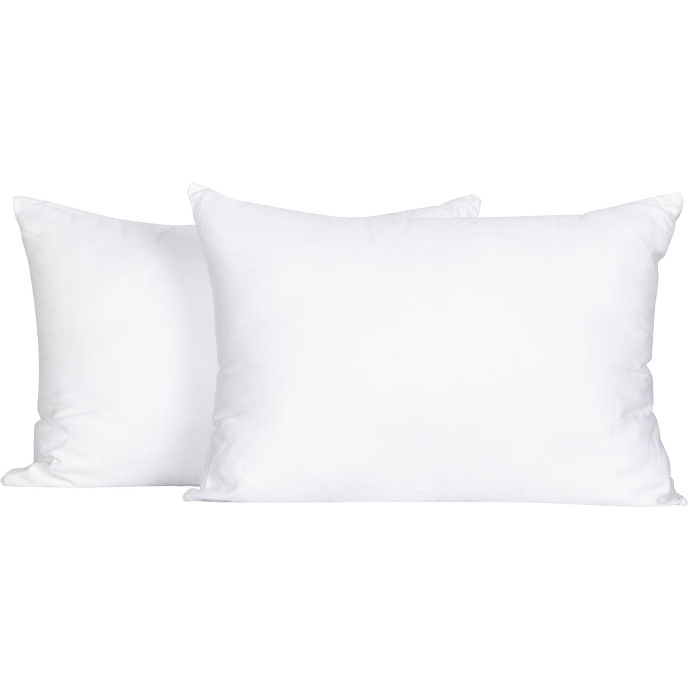 FLXXIE 2-pack pillows front view on bed showing compact 13x18 size for easy placement