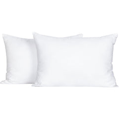 FLXXIE 2-pack pillows front view on bed showing compact 13x18 size for easy placement