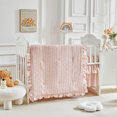 Flysheep pink comforter with tufted embroidery adding soft texture.