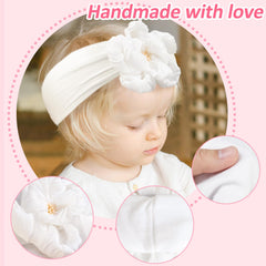 Fmeida newborn headband blue bow fits 0-3 years with light, mark-free design
