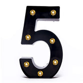 Foaky black LED marquee number lights sign illuminating events with a bold wall display