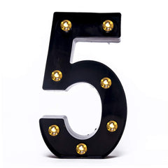 Foaky black LED marquee number lights sign illuminating events with a bold wall display