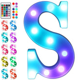 Foaky LED letter light with remote control showing vibrant colors for party ambience