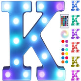 Foaky LED letter lights with remote control showcase vibrant colors for parties and home decor.