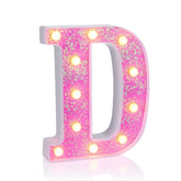 Foaky pink light up letters front view, ideal bright party decor centerpiece