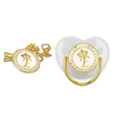 Focket pacifier clip with 26-letter bling, keeps pacifier close and stylish for baby girls.
