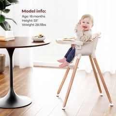 Fodoss high chair tray removal shows one-handed ease during feeding.