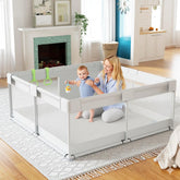 Fodoss Baby Playpen 47x47in assembly demonstrates quick setup for a safe play area.