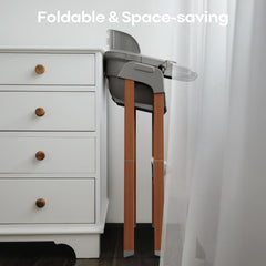 Fodoss foldable high chair saves space in small kitchens