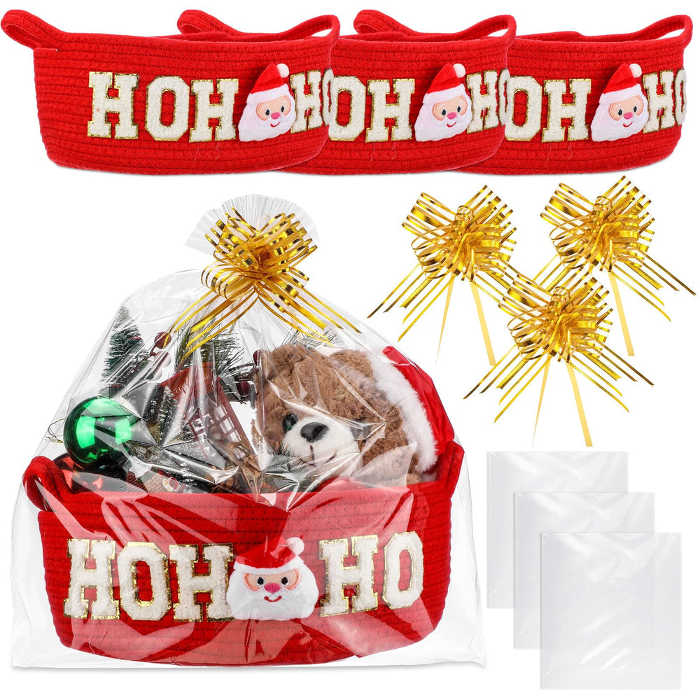FoldTier Christmas basket set showing three empty baskets for gifting