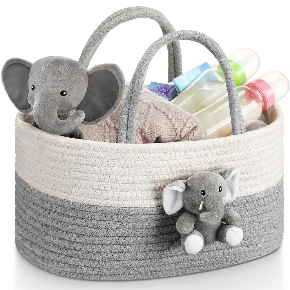 FoldTier Elephant Diaper Caddy front view with roomy storage