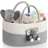 FoldTier Elephant Diaper Caddy front view with roomy storage