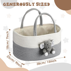 FoldTier Elephant Diaper Caddy with handle for easy transport.