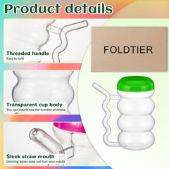 FoldTier green cup with lid and straw, spill-resistant design for daily use.