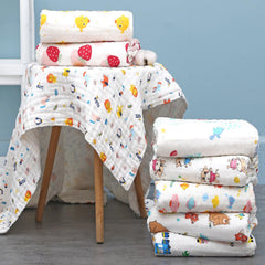 FOMAISELF Strawberry muslin blanket folded compact for travel and storage