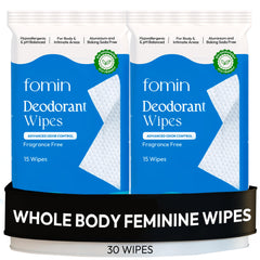 FOMIN acidified wipe applied to underarm for quick refresh and odor control