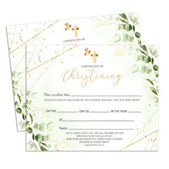 Foosproea baby certificate church 8x10 with gold greenery ideal for dedications