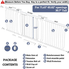 Foreng doorway gate adjustable width to fit large openings.