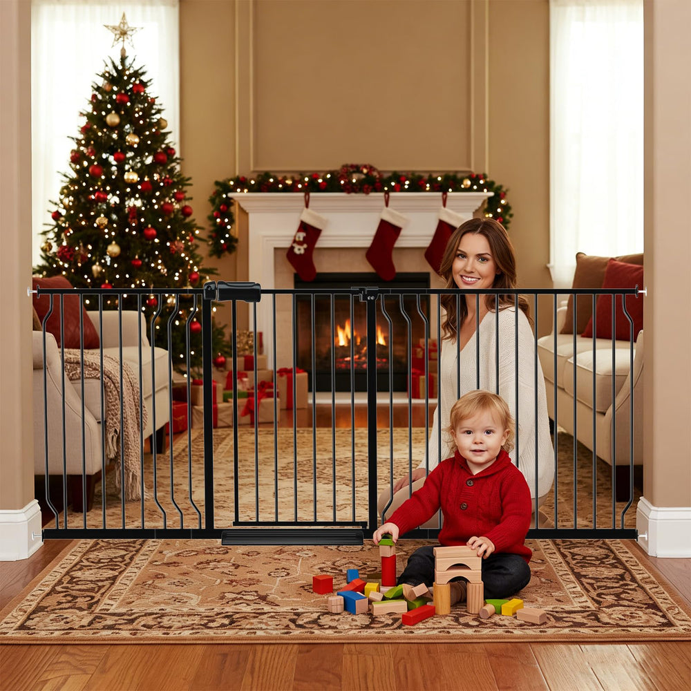 Foreng extra wide gate in doorway shows pressure-mounted setup for quick, tool-free installation.