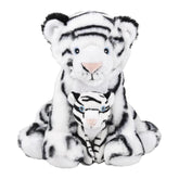 Forest & Twelfth white tiger mom-baby plush close-up for comforting cuddle time.