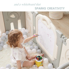 Fortella Cloud Castle activity wall with sensory toys encourages independent play.