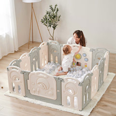 Fortella Cloud Castle folded playpen for easy transport and storage.