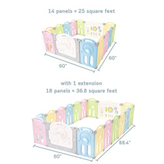 Fortella foldable playpen panel extension expanding the play area.