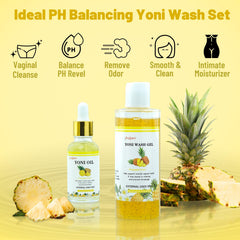 Forvirness pineapple yoni oil bottle shown for moisturization and odor control during daily routine