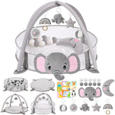 Foryoomi 7-in-1 XL play gym with elephant design offering versatile play space