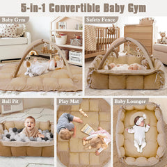Foryoomi baby play mat cotton soft brown offers durable comfort during floor time