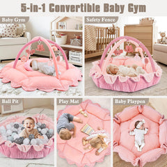 Foryoomi convertible gym to mat pillow in soft cotton for tummy time